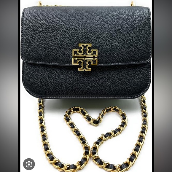 Tory Burch Britten Adjustable shoulder bag Black gold chain - Picture 1 of 4